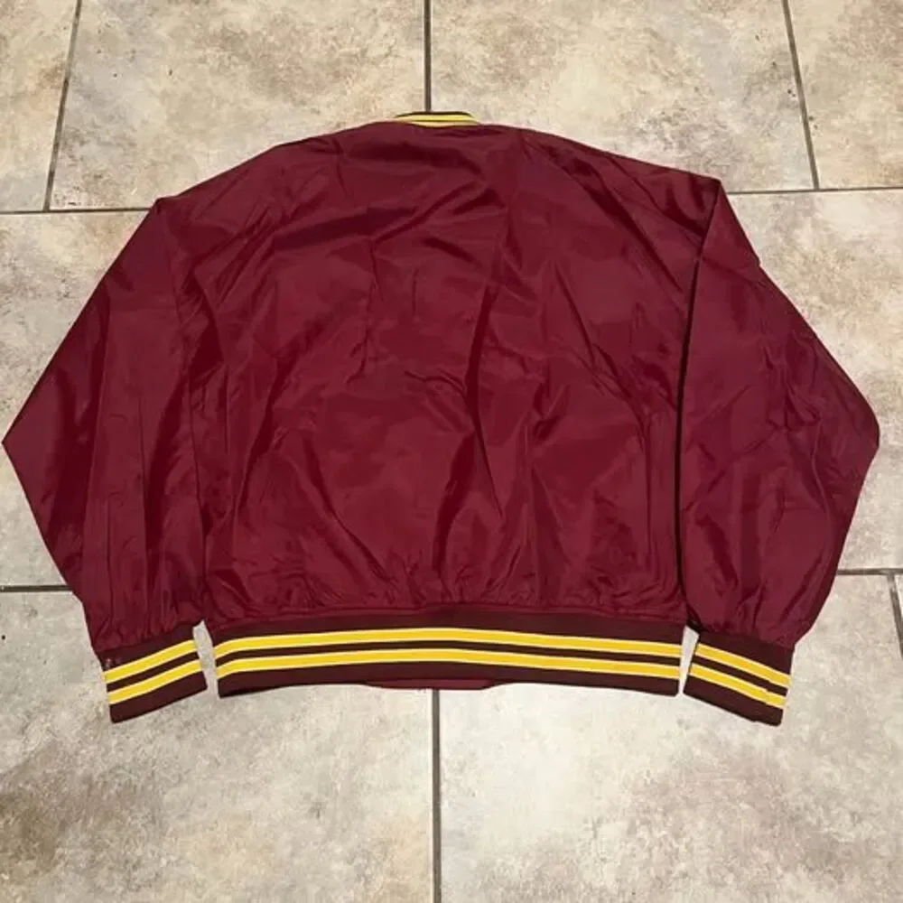 Vintage Chalk Line Washington Redskins Satin Bomber Jacket Burgundy Men Size XL